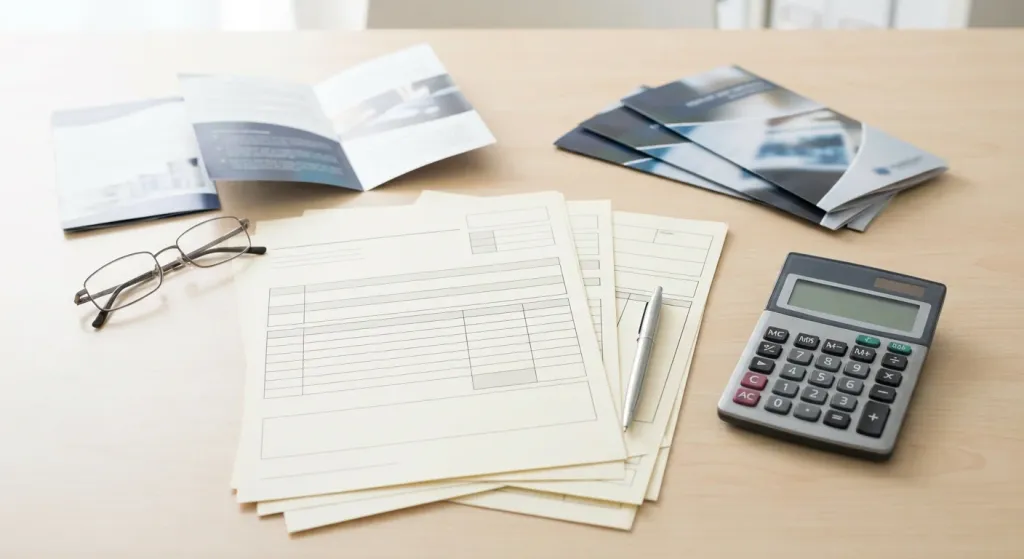 간병인보험 신청을 위한 서류 준비 모습