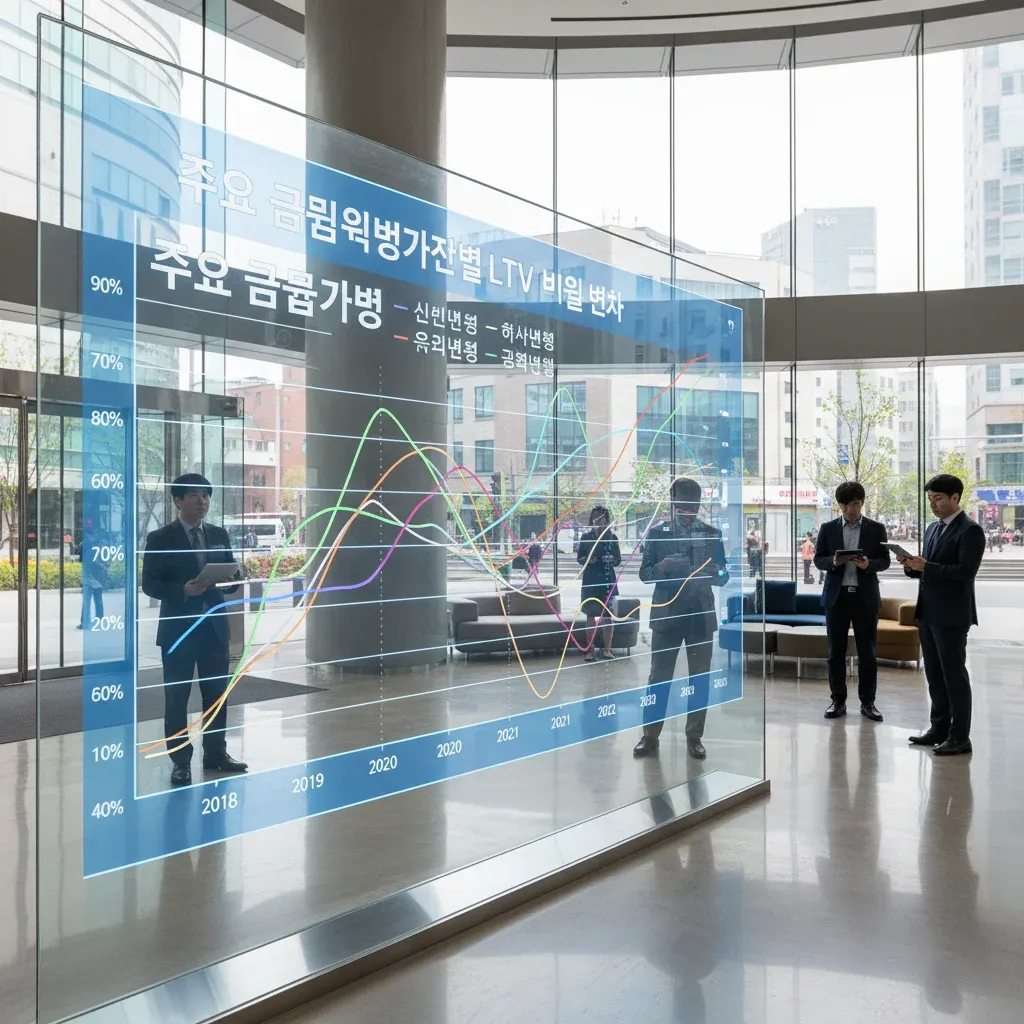 주요 금융기관별 LTV 비율 변화 관련 시각 자료
