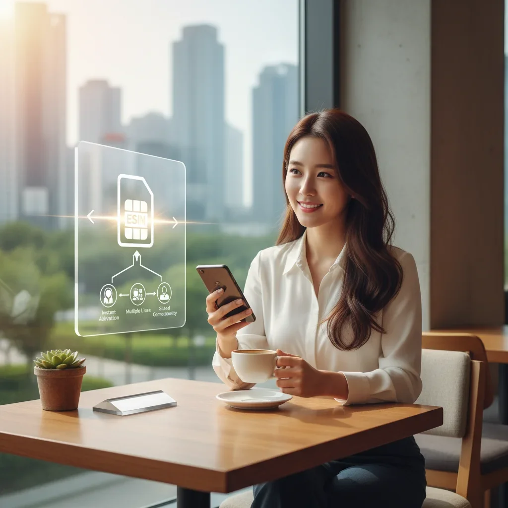 eSIM 전환 절차와 장점 관련 시각 자료