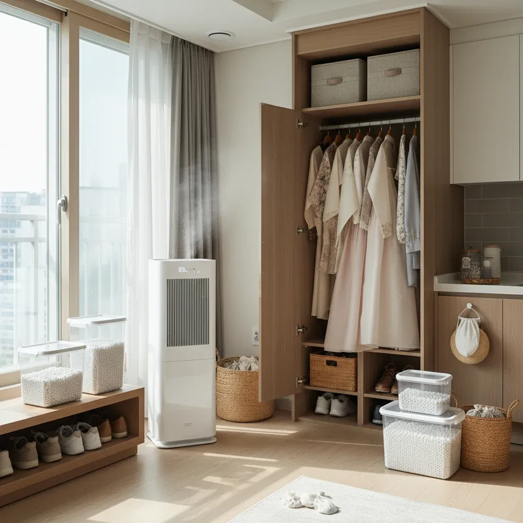 전용 제습제와 흡습제 배치 전략 관련 시각 자료