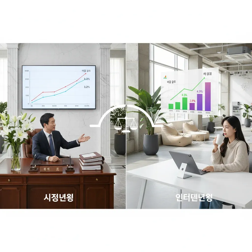 시중은행 vs 인터넷은행 금리 비교 관련 시각 자료