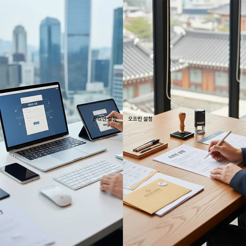 온라인 vs 오프라인 신청 비교 관련 시각 자료