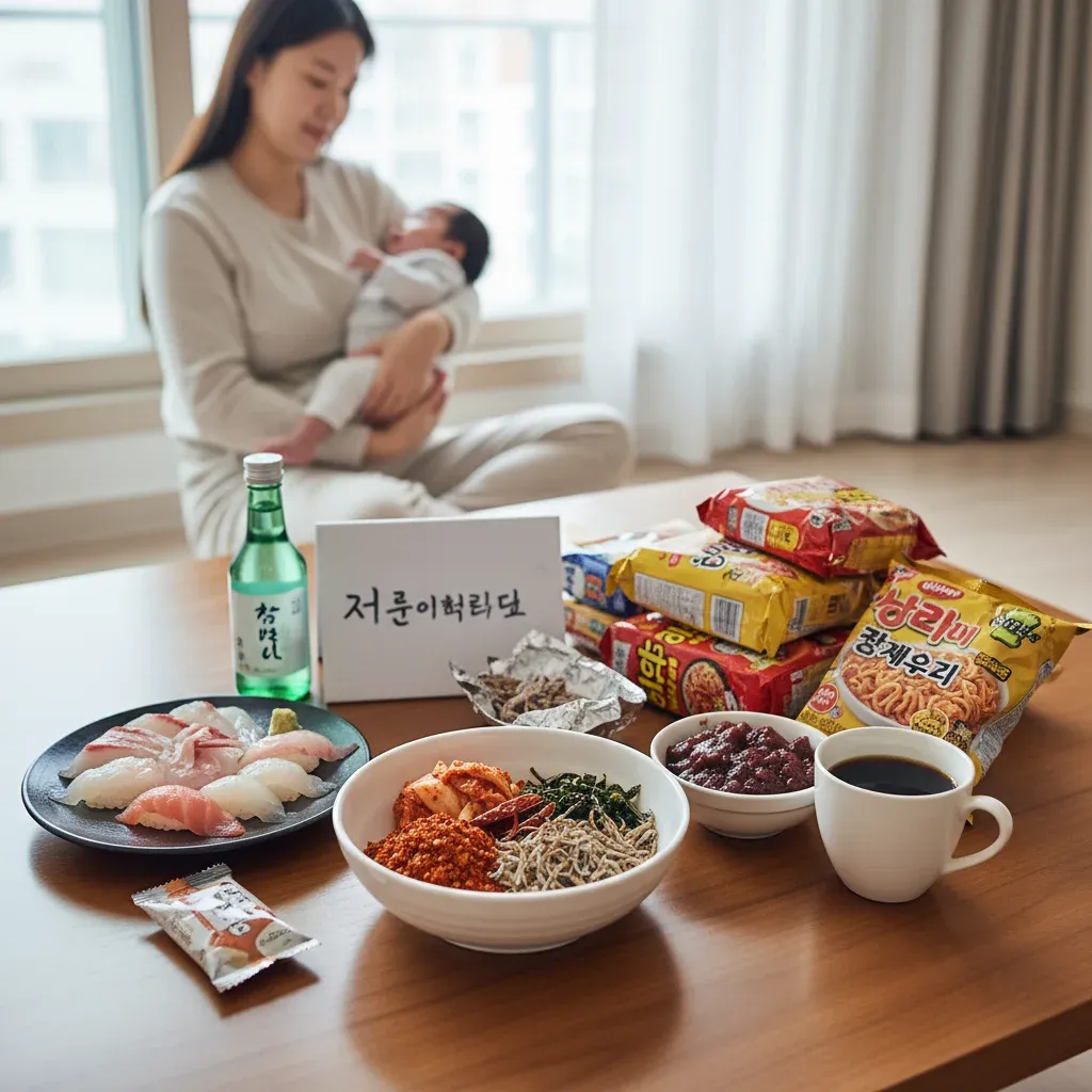 수유 중 피해야 할 음식들 관련 시각 자료