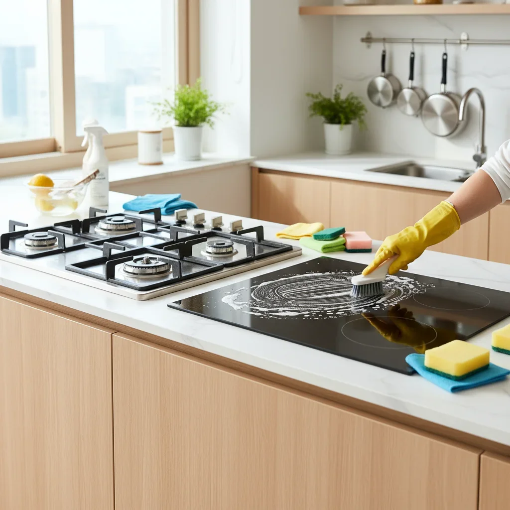 가스레인지와 쿡탑 청소 관련 시각 자료