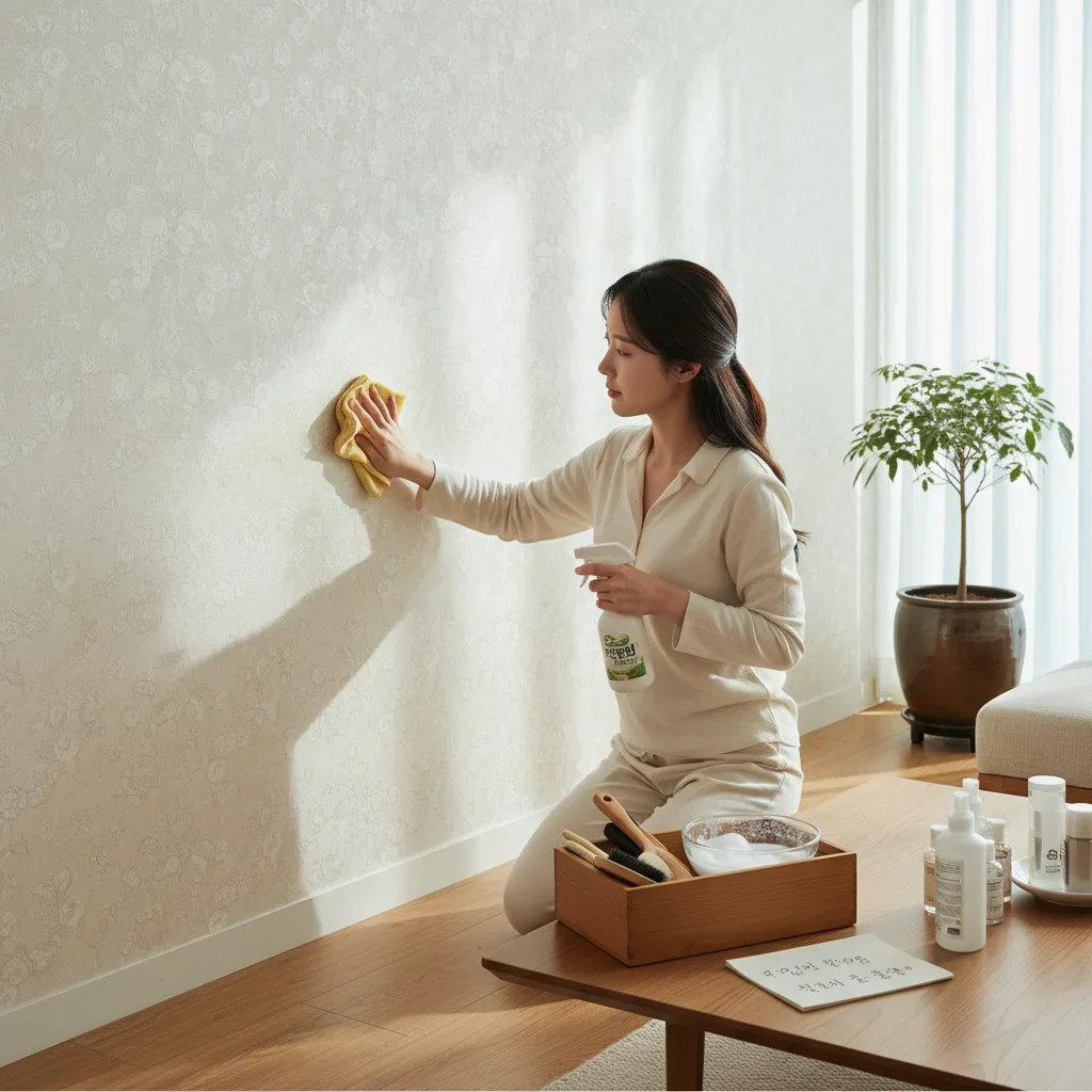 실크벽지 손때 제거 노하우 관련 시각 자료