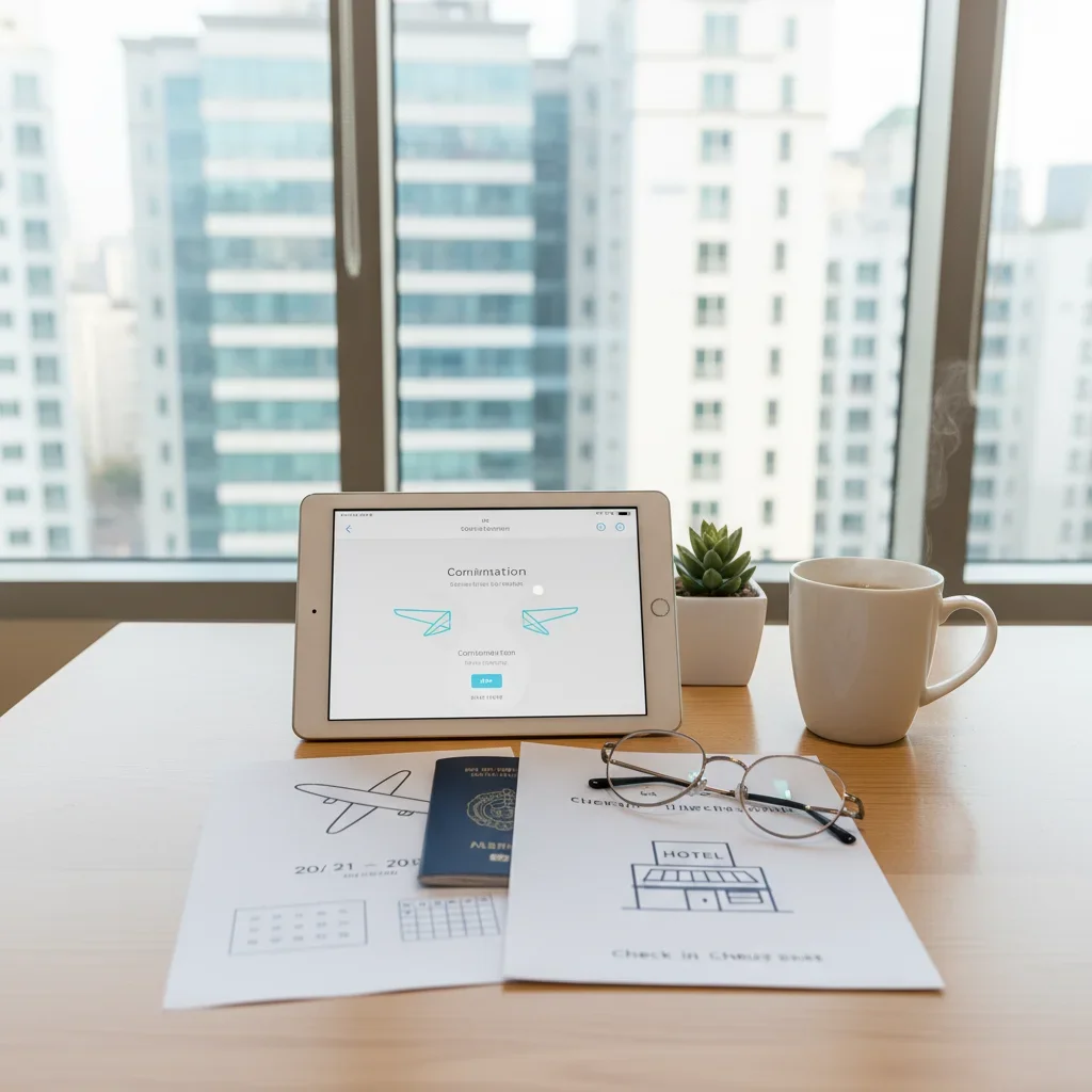 항공권과 숙소 예약 확인서 관련 시각 자료