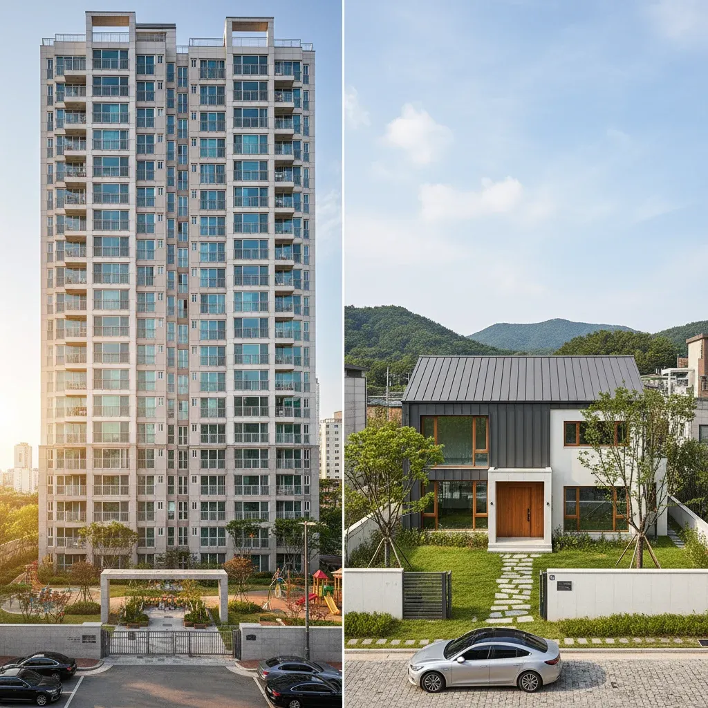 아파트 vs 단독주택 차이점 관련 시각 자료