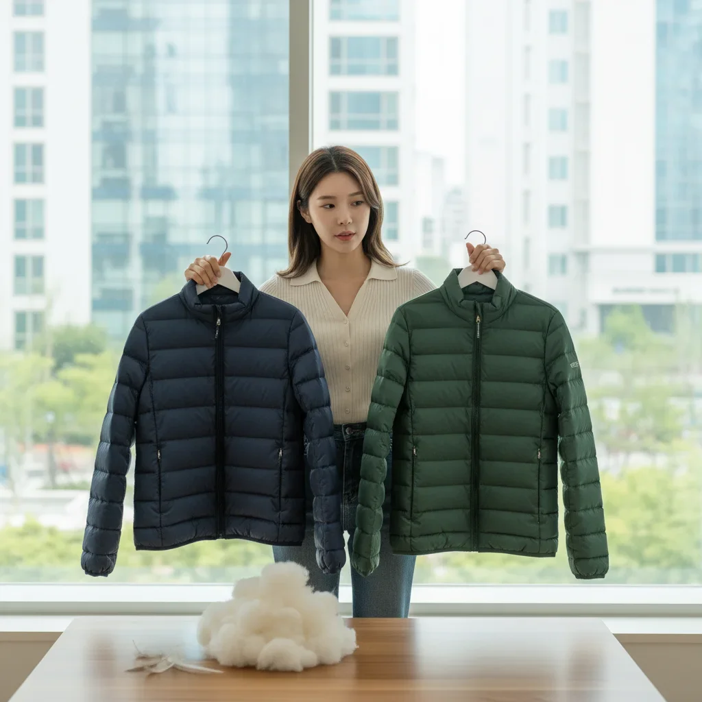 경량 패딩 선택 시 솜털과 깃털 구분이 중요한 이유 관련 시각 자료