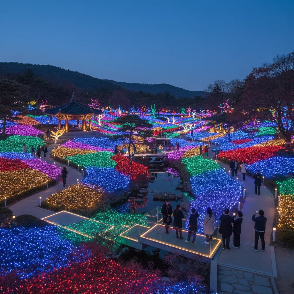 아침고요수목원의 오색별빛정원축제 관련 시각 자료