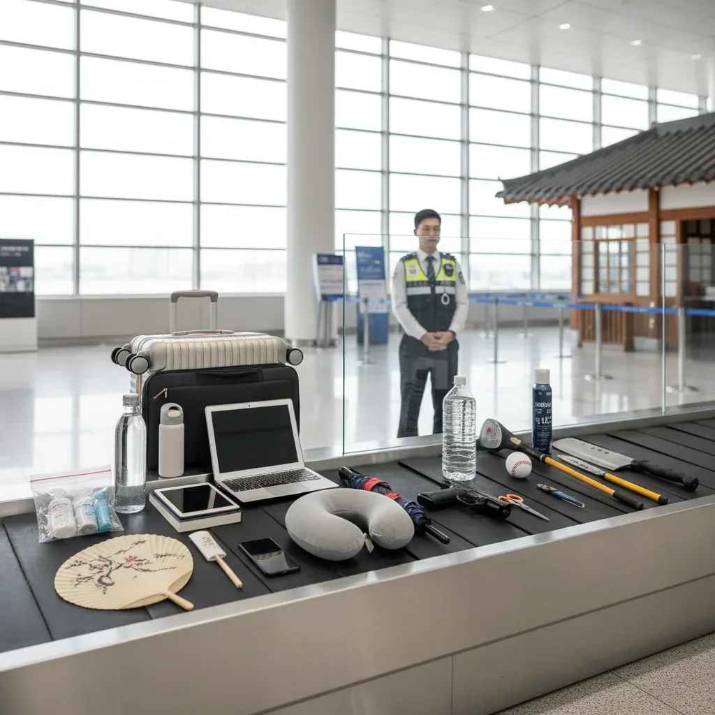 기내 반입 허용 물품과 금지 물품 관련 시각 자료