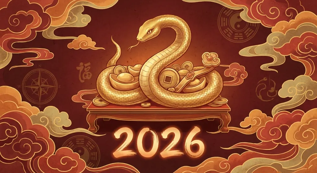 2026년 뱀띠를 상징하는 동양적 이미지