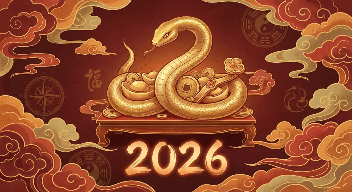 2026년 뱀띠를 상징하는 동양적 이미지