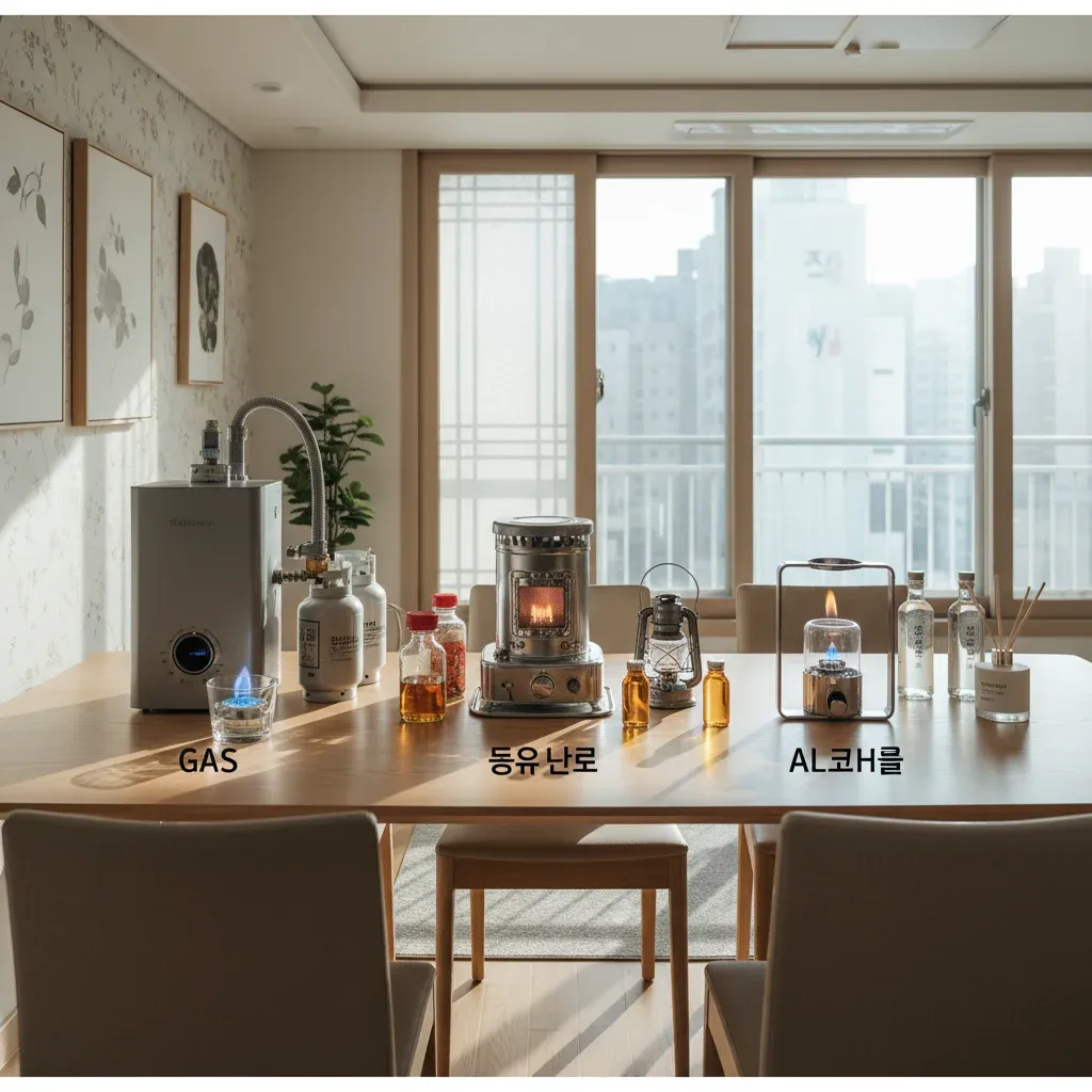가스 vs 등유 vs 알코올, 어떤 게 유리할까? 관련 시각 자료