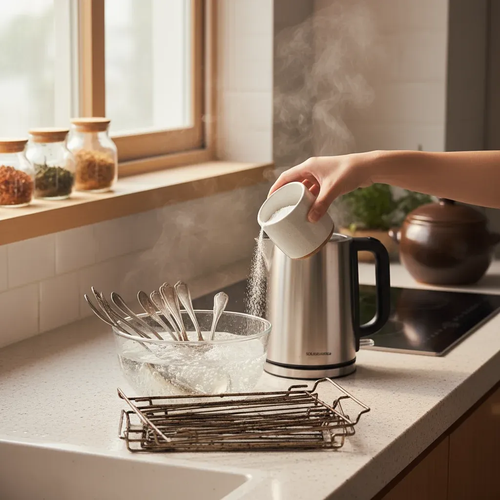 베이킹소다 + 뜨거운 물 침지법 관련 시각 자료