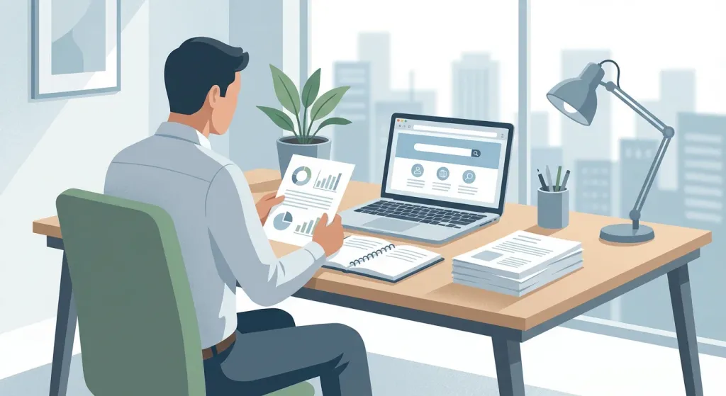 실업급여 신청자가 구직외활동을 계획하는 모습