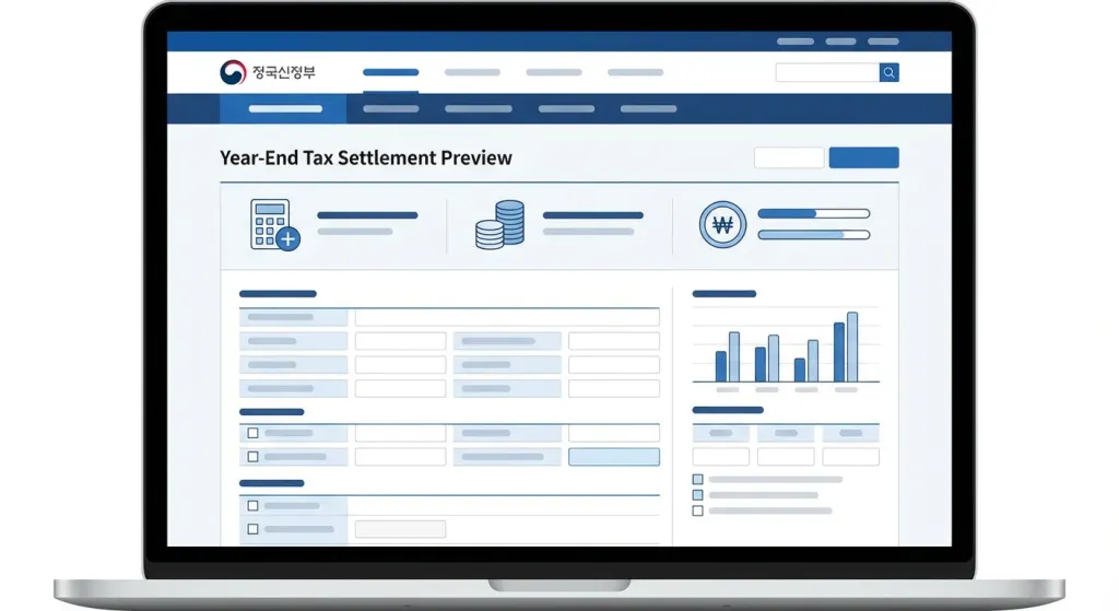 홈택스 연말정산 환급금 조회 메인 화면