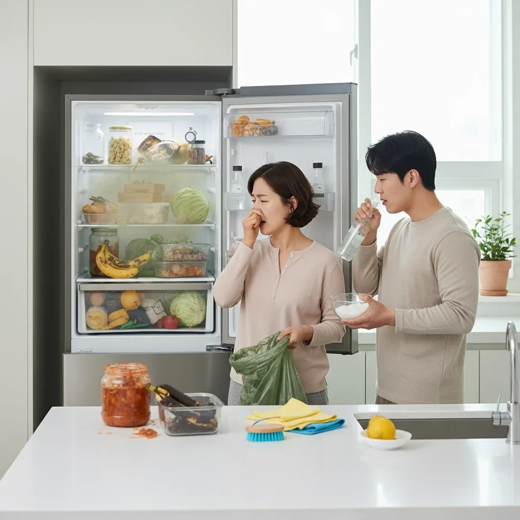 냉장고 냄새의 원인과 해결 필요성 관련 시각 자료