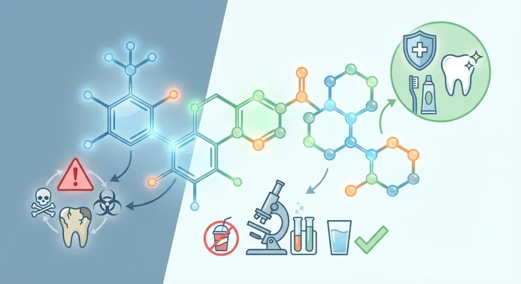 트리클로산 성분 설명과 구강 건강 영향 인포그래픽