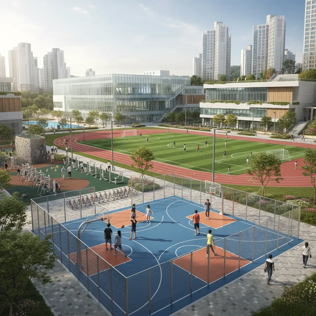 이용 가능한 체육시설들 관련 시각 자료