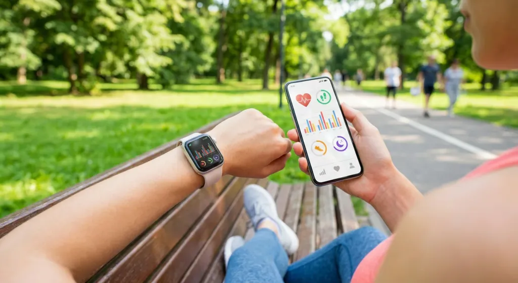 디지털 헬스케어 시스템을 활용한 건강관리 모습