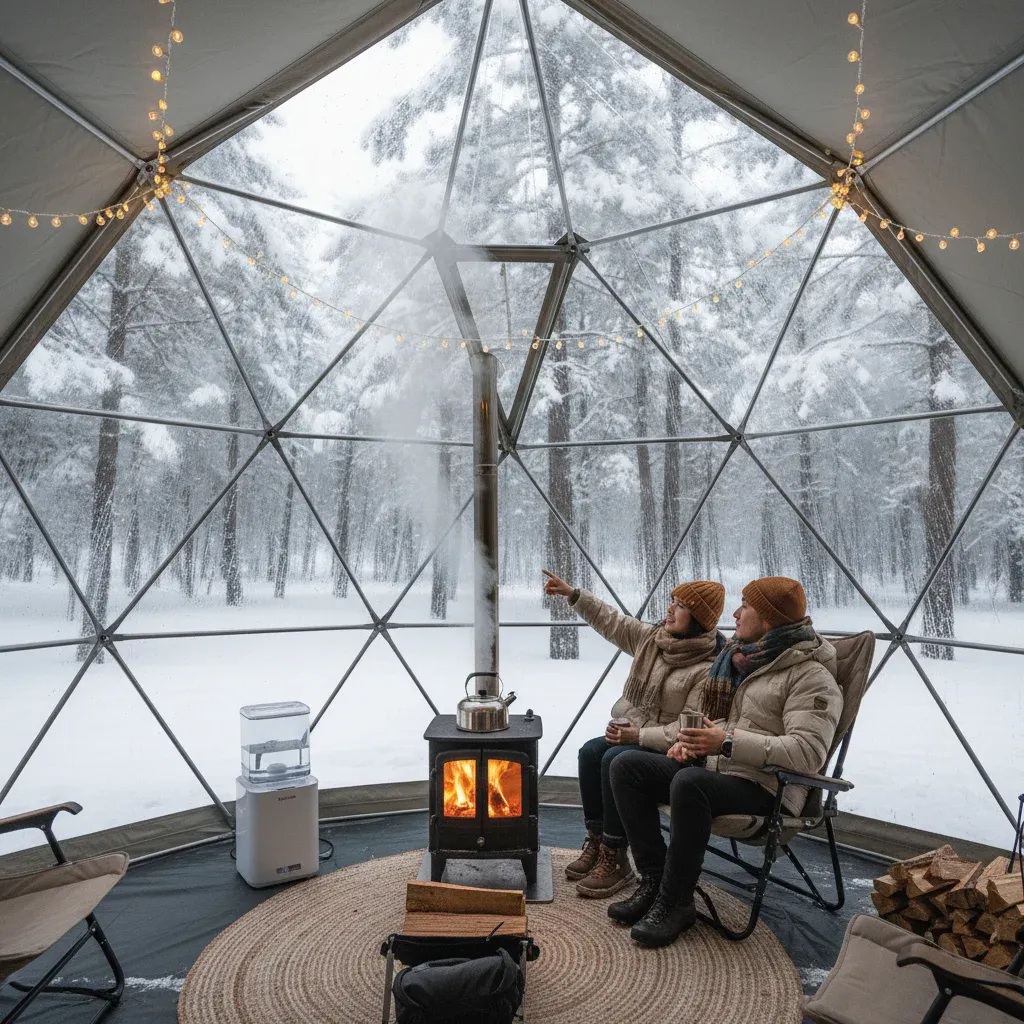 겨울 캠핑에서 결로가 생기는 이유 관련 시각 자료