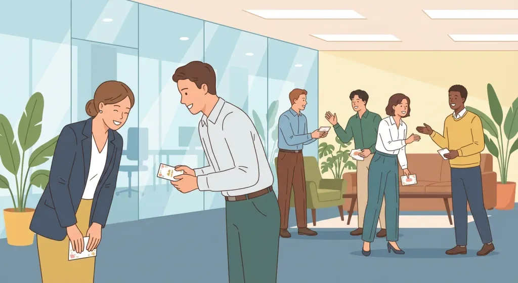 직장에서 새해 인사를 나누는 모습