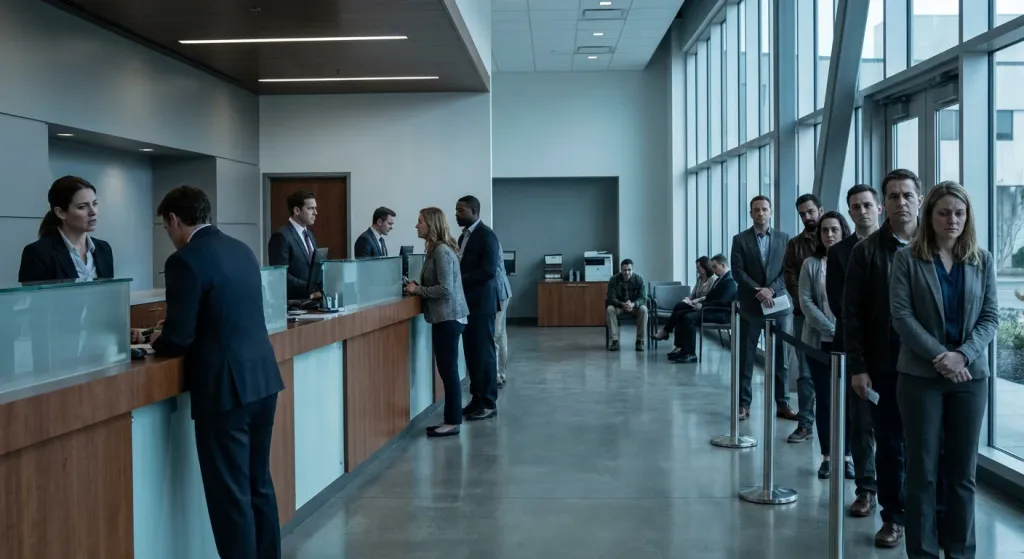 금융기관 예금 인출 현황을 나타내는 은행 창구 모습