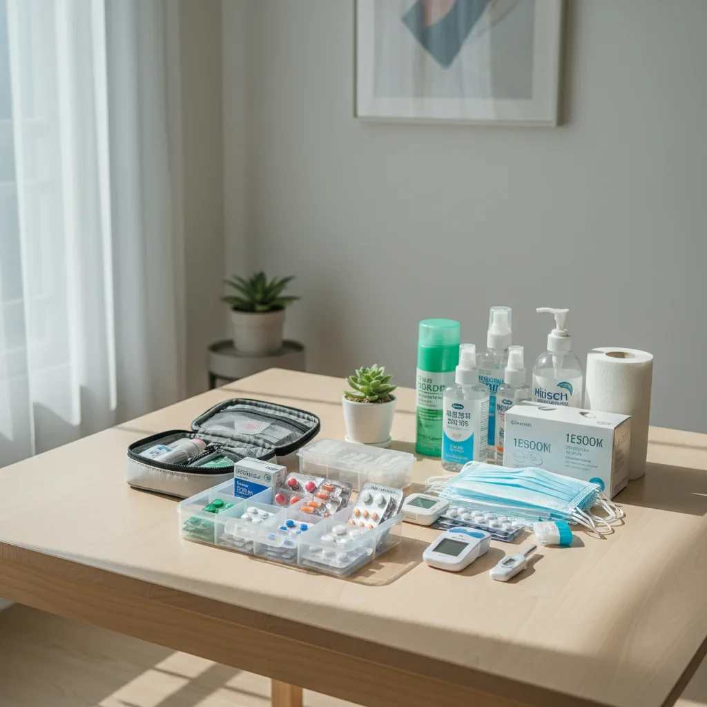 상비약과 위생용품 준비 관련 시각 자료