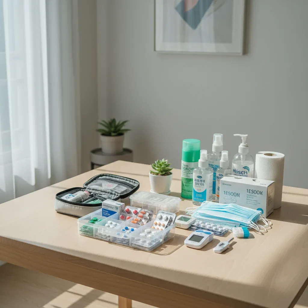 상비약과 위생용품 준비 관련 시각 자료