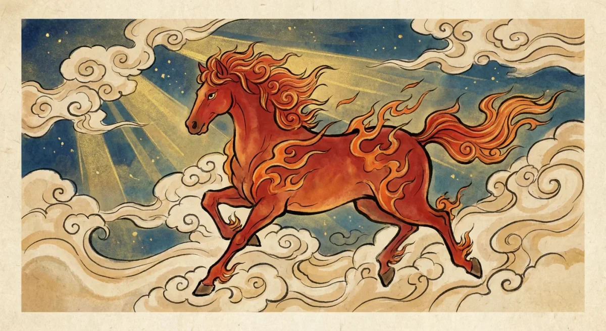 2026년 병오년 붉은 말의 상징적 이미지