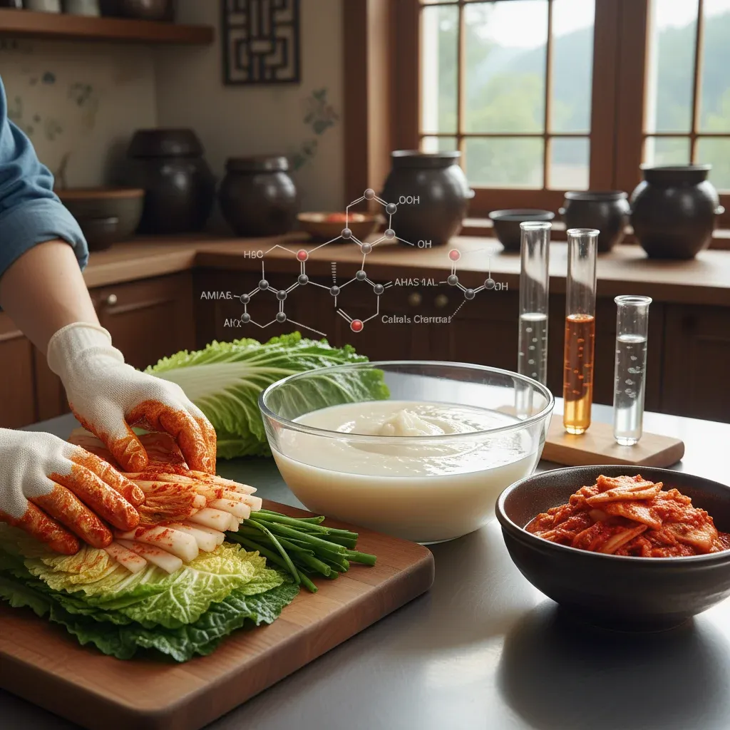 찹쌀풀이 김치 맛을 바꾸는 원리 관련 시각 자료