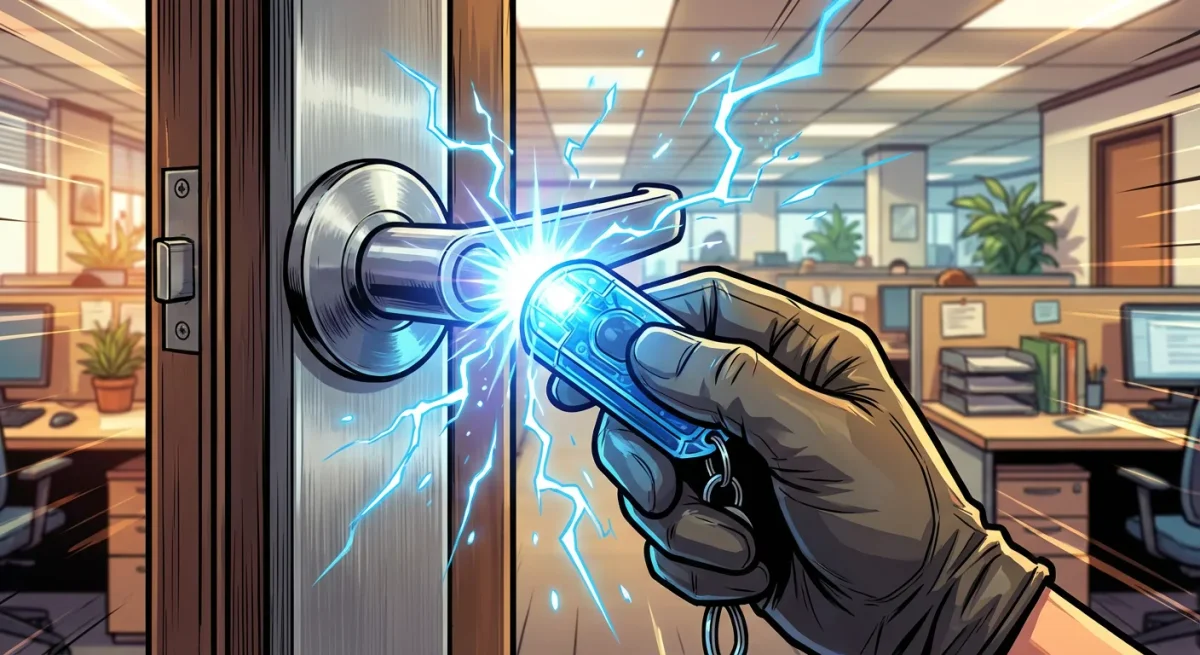 LED 표시형 정전기 방지 키링 사용 장면