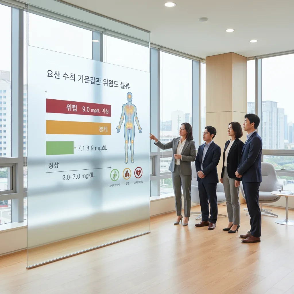요산 수치 기준값과 위험도 분류 관련 시각 자료