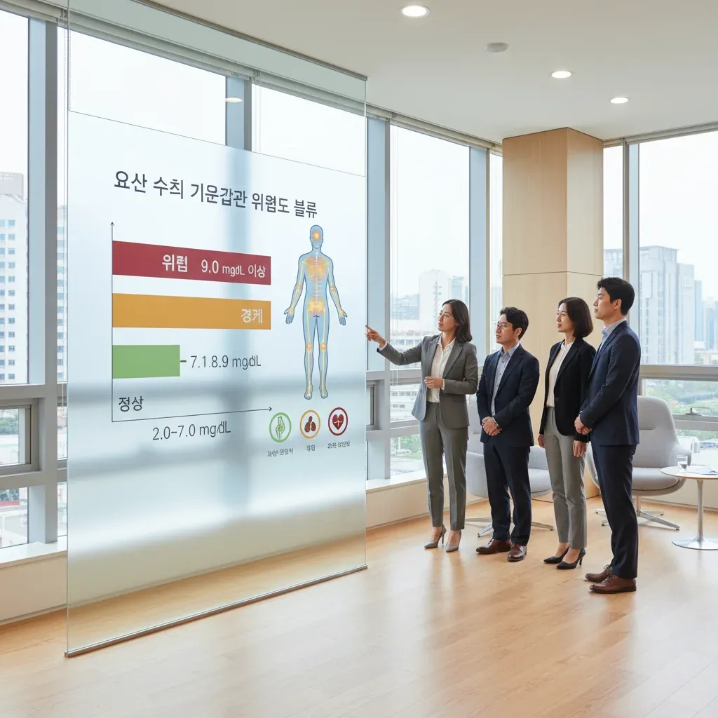 요산 수치 기준값과 위험도 분류 관련 시각 자료