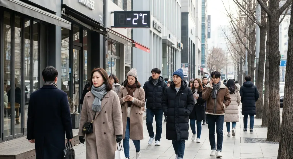 영하 5도~영상 5도: 겨울 일상 코디의 황금비율 관련 시각 자료