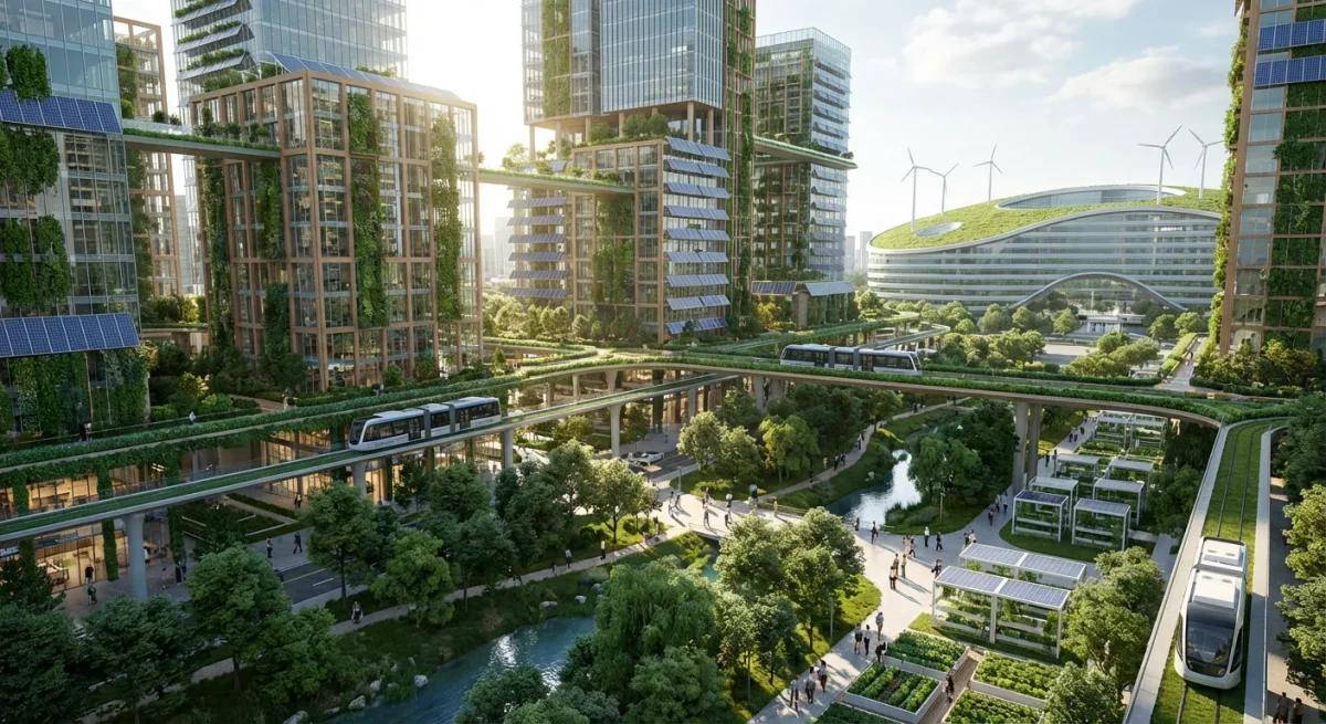 첨단산업과 친환경이 만나는 미래형 자족도시 관련 시각 자료