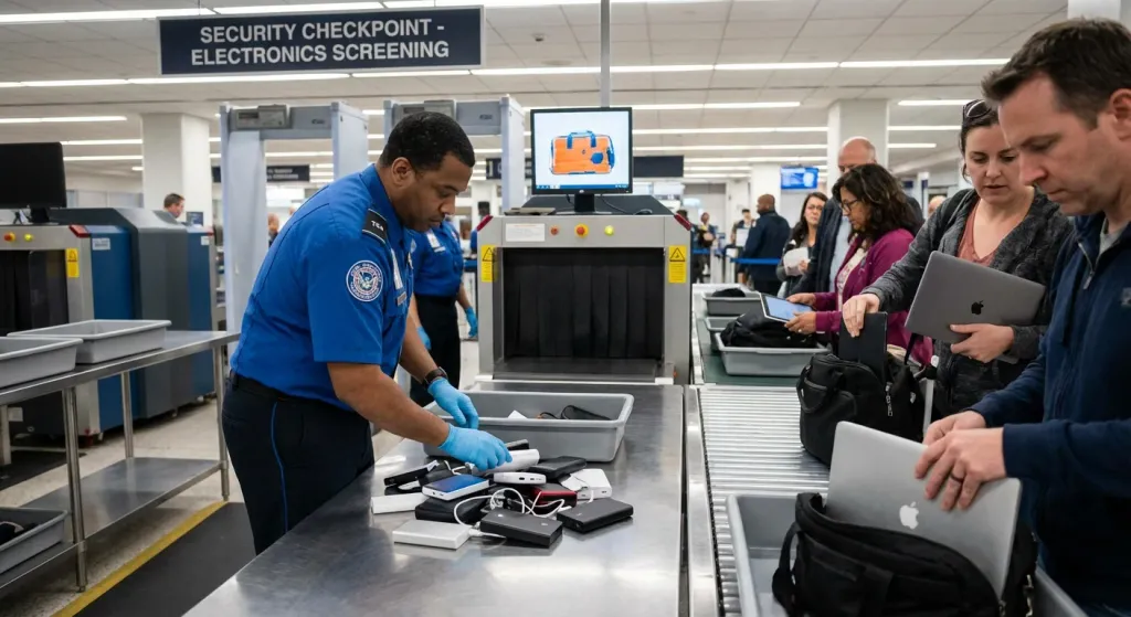 공항 보안검색대 보조배터리 검사 과정